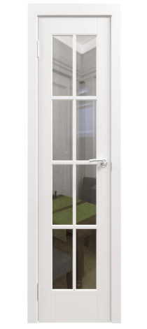Межкомнатная дверь эмалированная Перфето 6 Белый с прозрачным стеклом