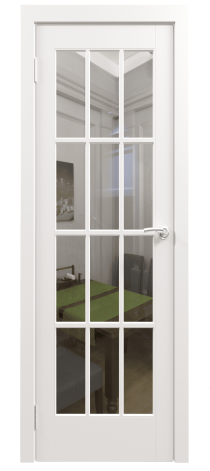 Межкомнатная дверь эмалированная Перфето 6 Белый с прозрачным стеклом