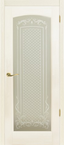 Межкомнатная дверь массив сосны Витраж ПВДО Слоновая кость (ОКА)